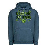 Pigment Midnight Navy kiss me i'm irish Urban Hoodie - MaliasSmallBusiness