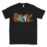 Black western love bull skull with gemstone and sunflowe Classic Tee - texasbilliewilder