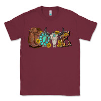 Burgundy western love bull skull with gemstone and sunflowe Classic Tee - texasbilliewilder