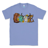 Colony Blue western love bull skull with gemstone and sunflowe Classic Tee - texasbilliewilder