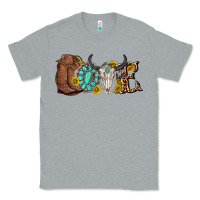 Heather Grey western love bull skull with gemstone and sunflowe Classic Tee - texasbilliewilder