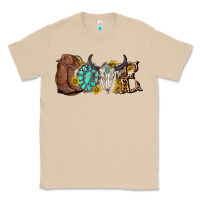 Mushroom western love bull skull with gemstone and sunflowe Classic Tee - texasbilliewilder