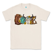 Natural western love bull skull with gemstone and sunflowe Classic Tee - texasbilliewilder