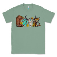 Sage western love bull skull with gemstone and sunflowe Classic Tee - texasbilliewilder