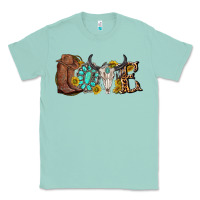 Western Love Bull Skull With Gemstone And Sunflowe Classic Tee | Teevron