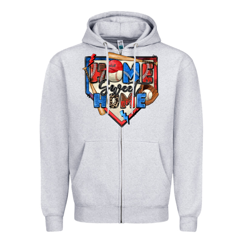 Home Sweet Home Baseball Zipper Hoodie by Zillion Design Studio | Teevron