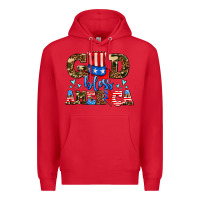 Red god bless america Premium Hoodie - AdoDesignShop
