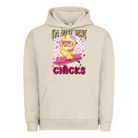 Pigment French Oak i'm just here for the chicks Urban Hoodie - MaliasSmallBusiness