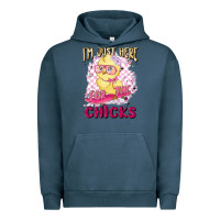 Pigment Midnight Navy i'm just here for the chicks Urban Hoodie - MaliasSmallBusiness