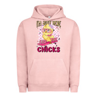 Pigment Salmon i'm just here for the chicks Urban Hoodie - MaliasSmallBusiness