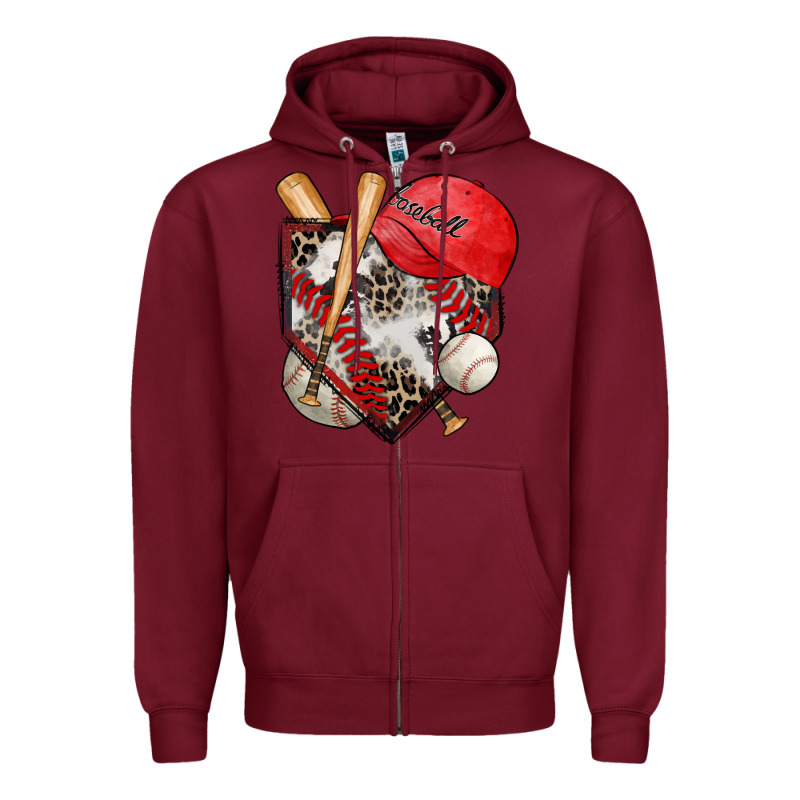 Baseball Home Plate Zipper Hoodie by Zillion Design Studio | Teevron