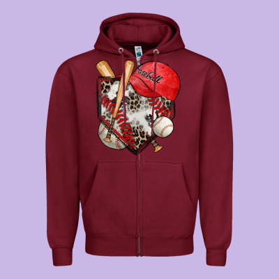 Baseball Home Plate Zipper Hoodie Designed By Zillion Design Studio