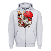 Heather Grey baseball home plate Zipper Hoodie - Zillion Design Studio