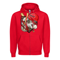 Red baseball home plate Zipper Hoodie - Zillion Design Studio