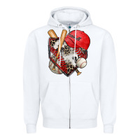 White baseball home plate Zipper Hoodie - Zillion Design Studio