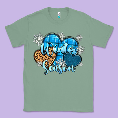 Classic Tee snow hearts winter season