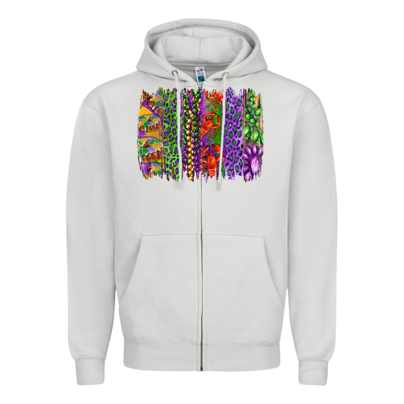 Mardi Gras Brush Strokes King Cake And Craw Fish Zipper Hoodie by RanaPortraitStore | Teevron