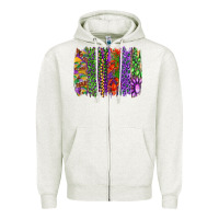 Oatmeal Heather Mardi gras brush strokes king cake and craw fish Zipper Hoodie - RanaPortraitStore