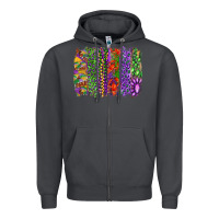 Smoke Mardi gras brush strokes king cake and craw fish Zipper Hoodie - RanaPortraitStore