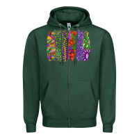 Sports Green Mardi gras brush strokes king cake and craw fish Zipper Hoodie - RanaPortraitStore