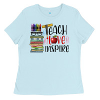 Baby Blue teach love inspire Ladies Tee - BarkalooDesign