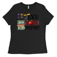 Black teach love inspire Ladies Tee - BarkalooDesign