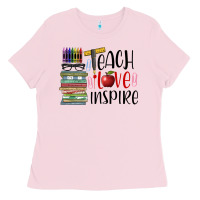 Bubblegum Pink teach love inspire Ladies Tee - BarkalooDesign