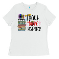White teach love inspire Ladies Tee - BarkalooDesign