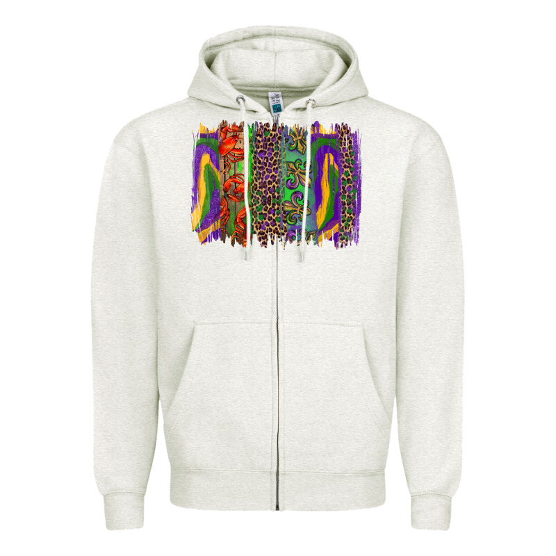 Mardi Gras Brushstrokes Zipper Hoodie by RanaPortraitStore | Teevron