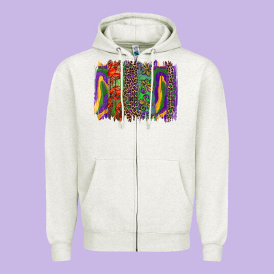 Zipper Hoodie Mardi Gras Brushstrokes