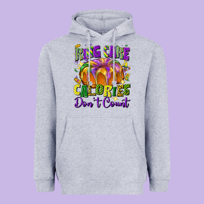 King Cake Calories Don't Count Heavyweight Hoodie Designed By Fadigitalartstudio