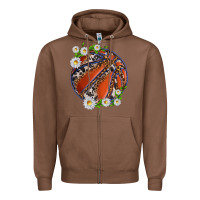 Chestnut basketball with patterns and daisies Zipper Hoodie - texasbilliewilder