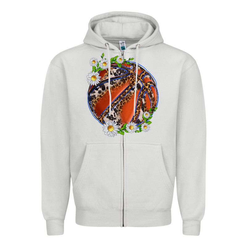 Basketball With Patterns And Daisies Zipper Hoodie by texasbilliewilder | Teevron