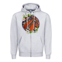 Heather Grey basketball with patterns and daisies Zipper Hoodie - texasbilliewilder