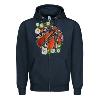 Navy basketball with patterns and daisies Zipper Hoodie - texasbilliewilder