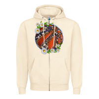 Sandshell basketball with patterns and daisies Zipper Hoodie - texasbilliewilder