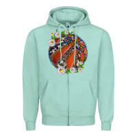 Seafoam basketball with patterns and daisies Zipper Hoodie - texasbilliewilder