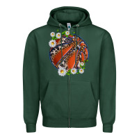 Sports Green basketball with patterns and daisies Zipper Hoodie - texasbilliewilder