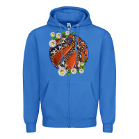 True Royal basketball with patterns and daisies Zipper Hoodie - texasbilliewilder
