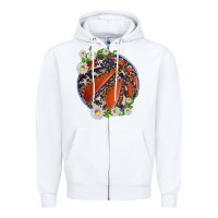 White basketball with patterns and daisies Zipper Hoodie - texasbilliewilder