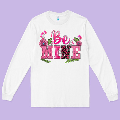 Walentine's Day Be Mine Long Sleeve Tee Designed By Barkaloodesign