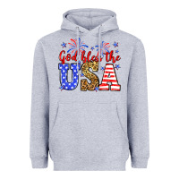 Heather Grey God bless the USA Heavyweight Hoodie - Neo Western