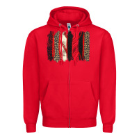 Red baseball brushstroke Zipper Hoodie - Zillion Design Studio