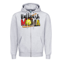 Heather Grey ballpark mama softball Zipper Hoodie - Zillion Design Studio