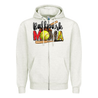 Oatmeal Heather ballpark mama softball Zipper Hoodie - Zillion Design Studio