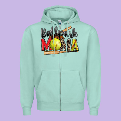Ballpark Mama Softball Zipper Hoodie Designed By Zillion Design Studio