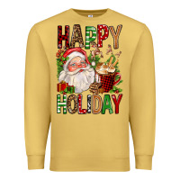 Antique Gold happy holiday santa claus christmas Premium Sweatshirt - FaDigitalArtStudio