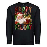 Black happy holiday santa claus christmas Premium Sweatshirt - FaDigitalArtStudio