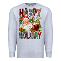 Heather Grey happy holiday santa claus christmas Premium Sweatshirt - FaDigitalArtStudio