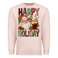 Pale Pink happy holiday santa claus christmas Premium Sweatshirt - FaDigitalArtStudio